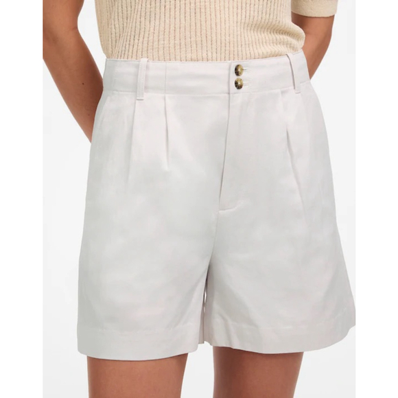 EUC Madewell The Drapey Twill Pleated Short size 6 white NU664 - Picture 2 of 5